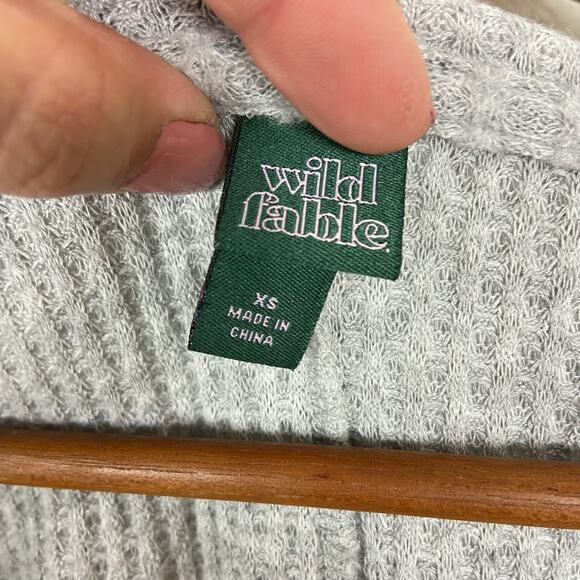 Wild Fable Hooded Long Sleeve Top Size XL Gray Waffle Knit‎ Pullover Thermal - Picture 2 of 8